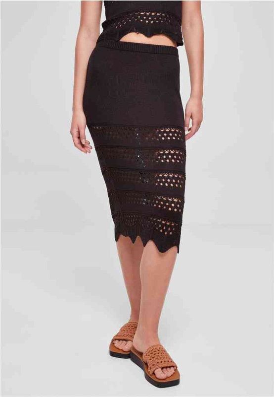 Urban Classics - 3/4 Crochet Knit Rok - Zwart - Acryl