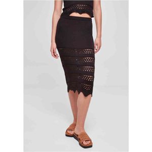 Urban Classics - 3/4 Crochet Knit Rok - Zwart - Acryl