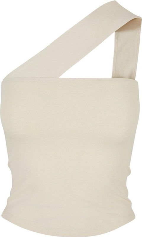 Ladies One Strap Top - Whitesand - Katoen - Slim Fit - Cropped Pasvorm