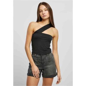 Urban Classics - One Strap Top - Dames Top - Zwart - Katoen met Elastaan