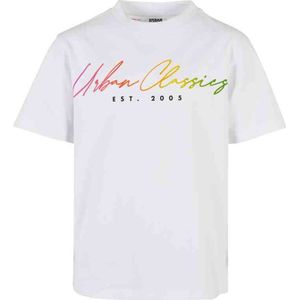 Urban Classics - Script Logo Kinder T-shirt - Kids 110 116 - Wit