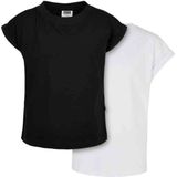 Urban Classics - Organic Extended Shoulder 2-pack Dames T-shirt - Kids 110 116 - Zwart Wit