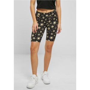 Urban Classics - Soft AOP blacksun Korte cycle broek - Zwart/Goudkleurig