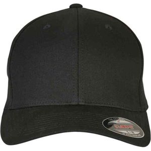 Flexfit Unisex Baseball Cap V Cotton Twill Cap Black L/XL, zwart, L