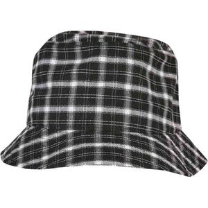 Flexfit Unisex Hoed Check Bucket Hat Black/Grey One Size, zwart/grijs, Eén maat