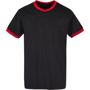 Build your Brand - Ringer Tee - Zwart/City Red - T-shirt