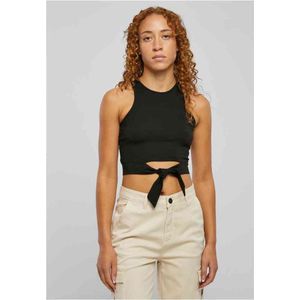 Urban Classics Caraco crop top met strik voor dames, zwart.