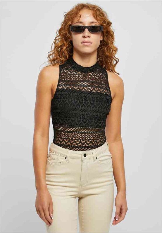 Urban Classics - Crochet Jersey Turtleneck Bodysuit Zwart