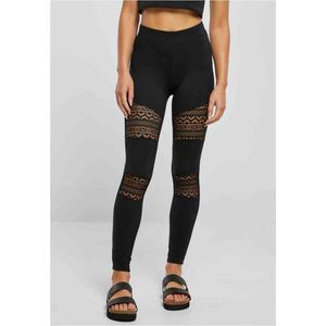 Urban Classics - Crochet Lace Inset - Leggings - Hoog Taille - Zwart