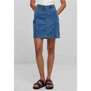 Urban Classics - Rok - Blauw - Denim - 5-Pocket-Style, Drukknopen, Slanke Pasvorm