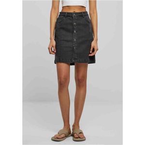 Urban Classics - Organic Stretch Button Denim Rok - Zwart - Katoen