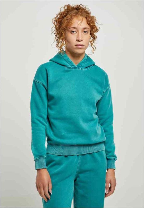 Urban Classics - Ladies Stone Washed Hoody - Damestrui - Watergreen