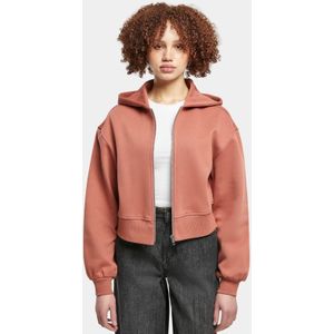 Urban Classics - Damesjack - Terracotta - Korte Ritssluiting - Sweatshirt met Capuchon