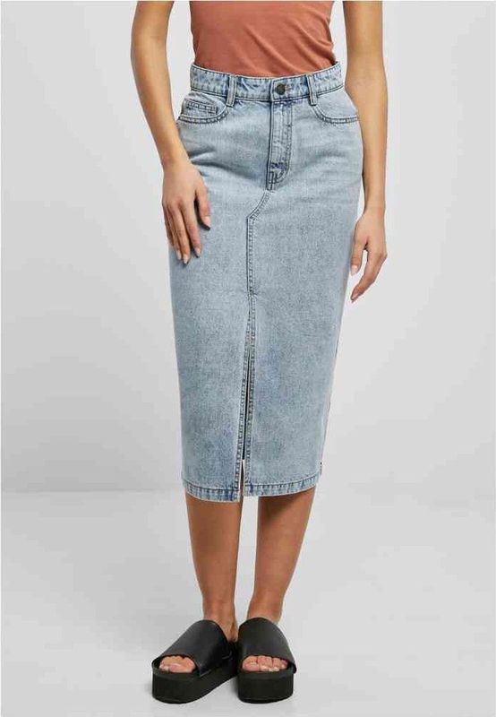 Urban Classics Dames Dames Midi Denim Rok, Gekleurd lichtblauw gewassen, 26