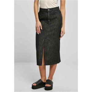 Urban Classics - Denim Midirok - Zwart - Katoen