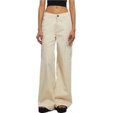 Urban Classics - High Waist Wide Leg Twill Cargobroek Ivoorkleurig