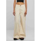 Urban Classics - High Waist Wide Leg Twill Cargobroek Ivoorkleurig