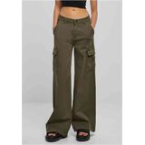 Urban Classics - High Waist Wide Leg Twill Cargobroek Olijfgroen