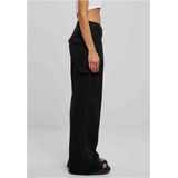 Urban Classics - High Waist Wide Leg Twill Cargobroek   Zwart