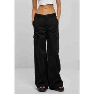 Urban Classics - High Waist Wide Leg Twill Cargobroek   Zwart