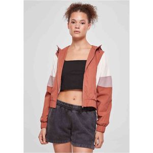Urban Classics Dames Ladies Short 3 Tone Crinkle Jacket, terracotta/wit-zand/Duskrose, 5XL