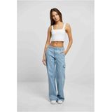 Urban Classics - High Waist Straight Denim Cargobroek Blauw