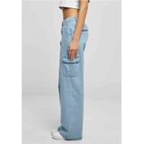 Urban Classics - High Waist Straight Denim Cargobroek Blauw