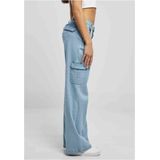 Urban Classics - High Waist Straight Denim Cargobroek Blauw