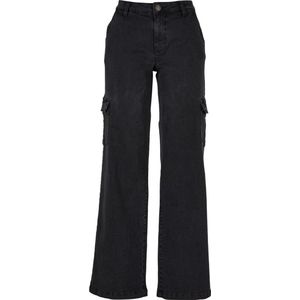 Urban Classics - High Waist Straight Denim Cargobroek Zwart