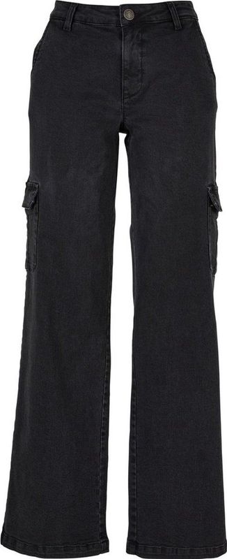 Urban Classics - High Waist Straight Denim Cargobroek Zwart