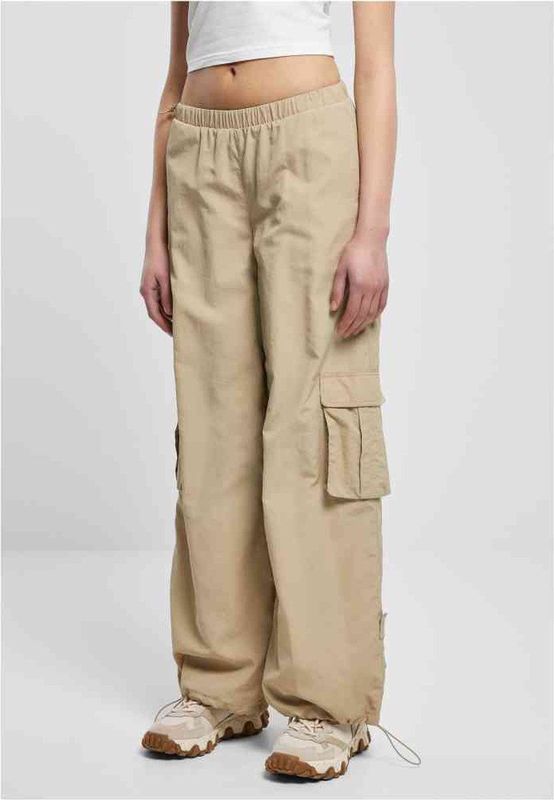 Urban Classics - Wide Crinkle Nylon Cargobroek - Beige