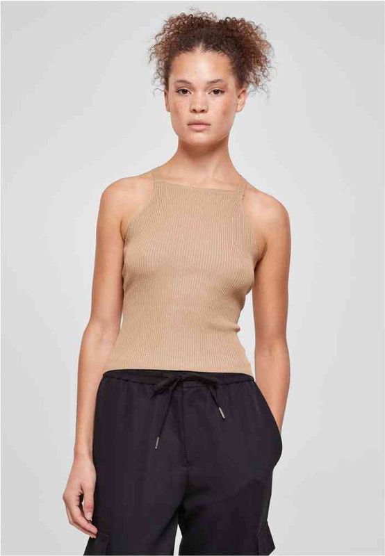 Urban Classics - Rib Knit Crossed Back Top - Unionbeige - Crop Top