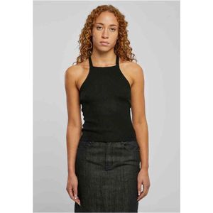 Urban Classics - Rib Knit Crossed Back Mouwloze top - Zwart