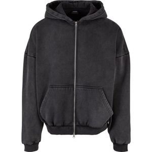 Urban Classics Heavy Sand Washed 90's Zip Hoody voor heren, zwart, M