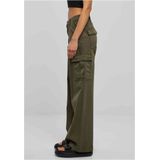 Urban Classics - High Waist Wide Leg Twill Cargobroek Olijfgroen
