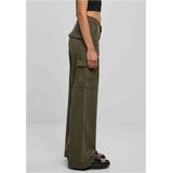 Urban Classics - High Waist Wide Leg Twill Cargobroek Olijfgroen