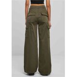 Urban Classics - High Waist Wide Leg Twill Cargobroek Olijfgroen