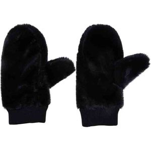 Urban Classics Teddy Mitten handschoen voor speciale gelegenheden, zwart, L/XL uniseks, zwart, L-XL, zwart.