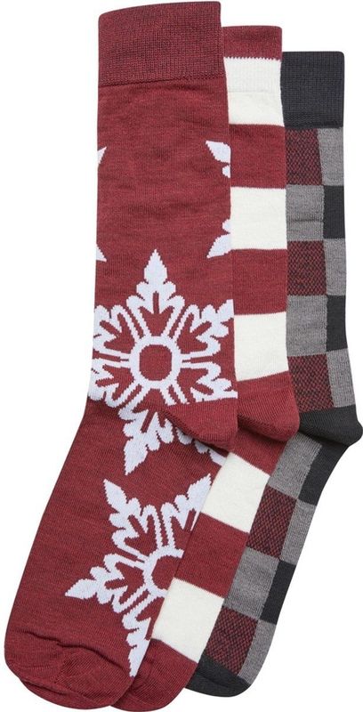 Urban Classics - Snowflakes Socks - Huissokken - Bordeaux - 3-Pack