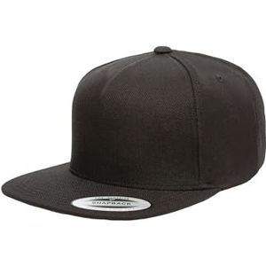 Flexfit Hoogwaardige 5-panel snapback pet baseballpet uniseks, zwart/zwart