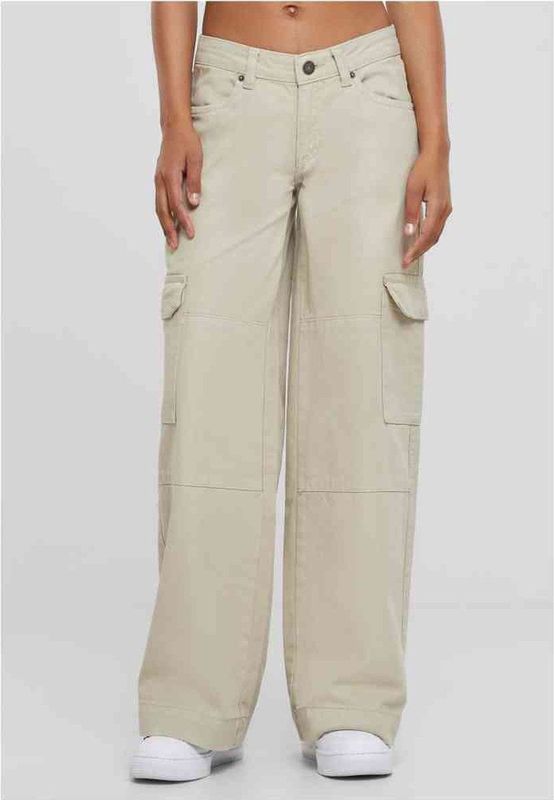 Urban Classics - Low Waist Denim Cargobroek Gebroken wit