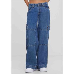Urban Classics - Low Waist Denim Cargobroek Donkerblauw