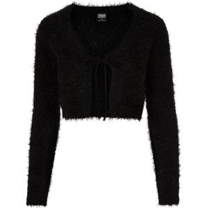 Urban Classics - Cropped Feather Cardigan - Cardigan - Zwart - 51% Polyacryl - 49% Polyamide