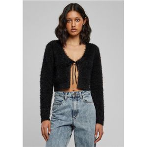 Urban Classics - Cropped Feather Cardigan - Zwart - Dames Cardigan