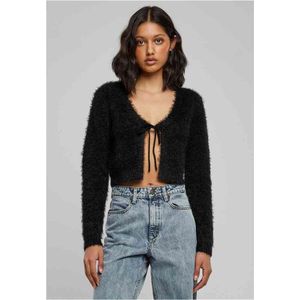 Urban Classics - Tied Cropped Feather Cardigan - Zwart