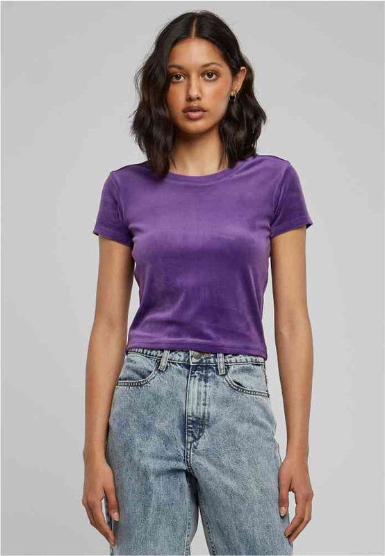 Urban Classics - Short Velvet tee Top - Paars