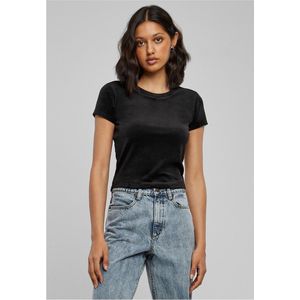 Urban Classics Damen T-Shirt Ladies Short Velvet Tee Black