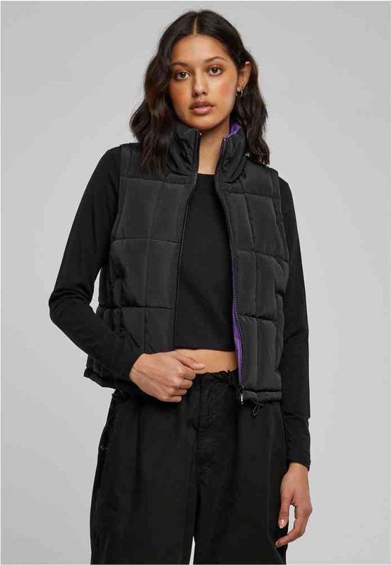 Urban Classics - Dames Vest - Tweekleurig - Cropped Puffer - Gewatteerd
