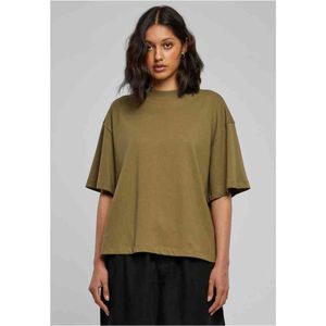 Urban Classics - Organic Heavy Slit Dames T-shirt - Olijfgroen