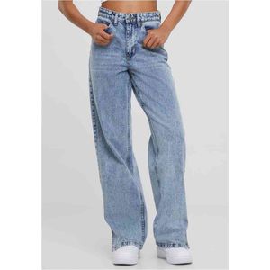 Urban Classics - Wide Leg Slit Denim tinted lightblue washed Broek rechte pijpen Blauw